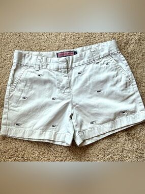 Girls Vineyard Vines White Embroidered Chino Shorts